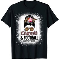 Cheer Football Cheerleading Mom Messy Bun Bleached T-Shirt for Men