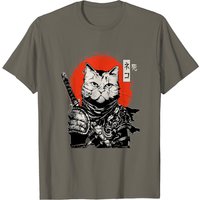 Samurai Cat Katana Japan Rising Sun T-Shirt for Men