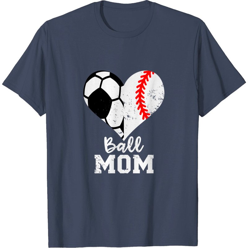 T-shirt pour hommes Ball Mom Heart Funny Baseball Soccer — T-shirts pour hommes