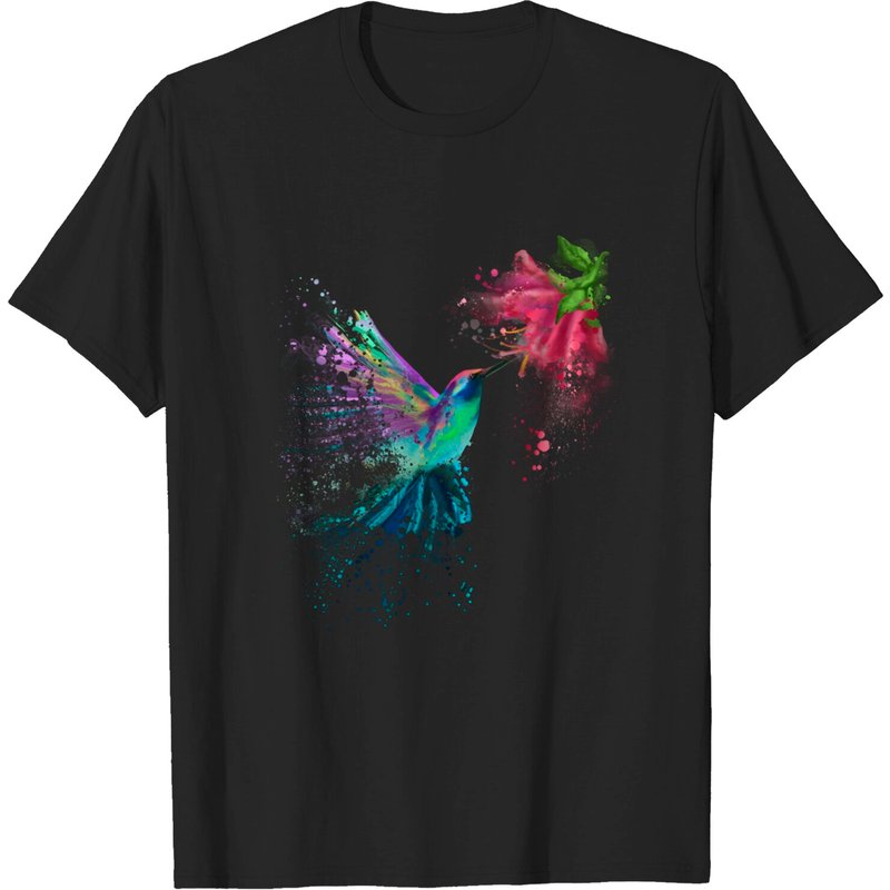 T-shirt Hummingbird et Fleur pour Amateur d'Oiseaux — T-shirts pour hommes