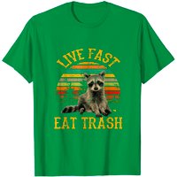 Live Fast Eat Trash Funny Raccoon Camping T-Shirt for Men — Mens T Shirts