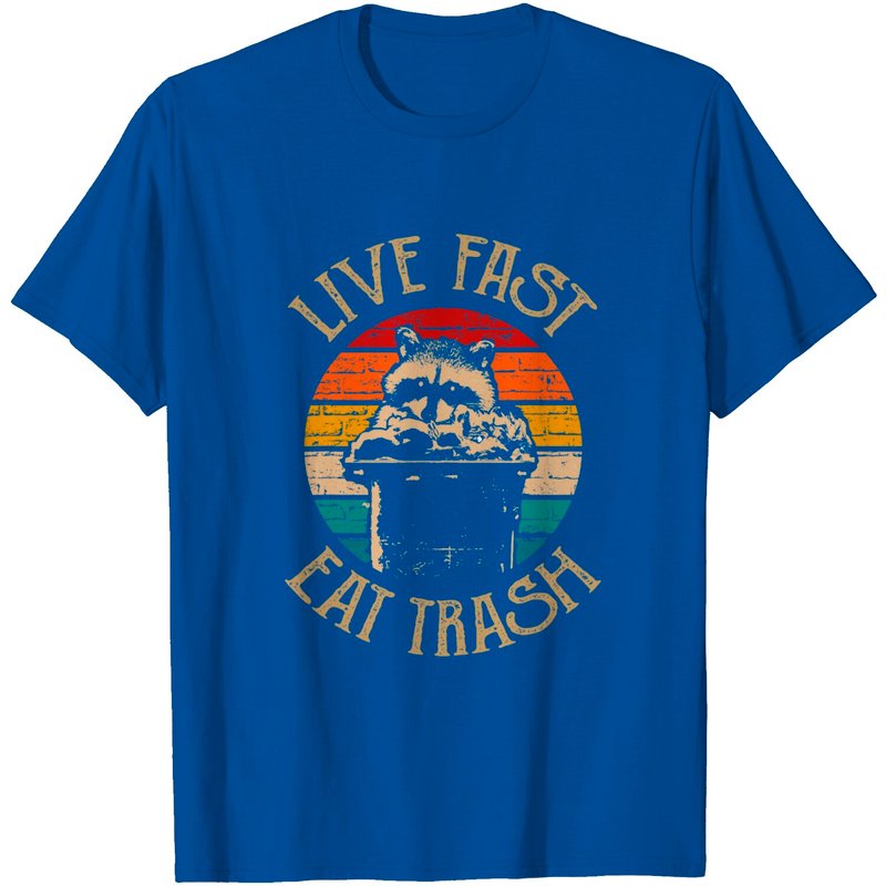 Live Fast Eat Trash Can Raccoon Camping Hiking T-Shirt for Men — Mens T Shirts