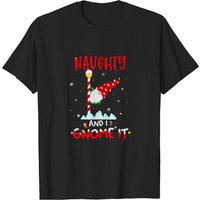 T-shirt Naughty And I Gnome It avec Gnomes de Noël pour Hommes — T-shirts pour hommes