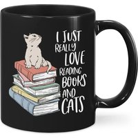 Mug Bibliothécaire Amoureux des Livres et des Chats — Tasses et gobelets