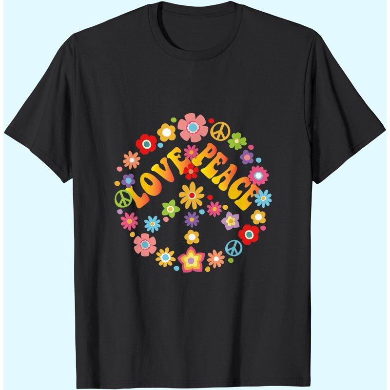 T-Shirt Peace Sign Love Années 60 70 Tie Dye Costume Hippie — T-shirts pour hommes