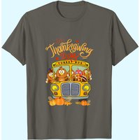 T-shirt pour hommes avec dinde du jour de l'Action de grâce et chauffeur d'autobus scolaire — T-shirts pour hommes