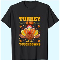 T-shirt d'Action de Grâce avec dinde et touchdowns pour hommes — T-shirts pour hommes