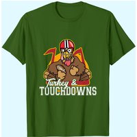 Turkey And Touchdowns Thanksgiving Football T-Shirt for Men