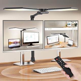 LED Desk Lamp with Clamp, 36W Dual-Head Study Lamp, Black — Led Desk Lamp