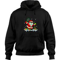 Tennis Player Santa Playing Tennis Christmas Hoodie — Mens Hoodies