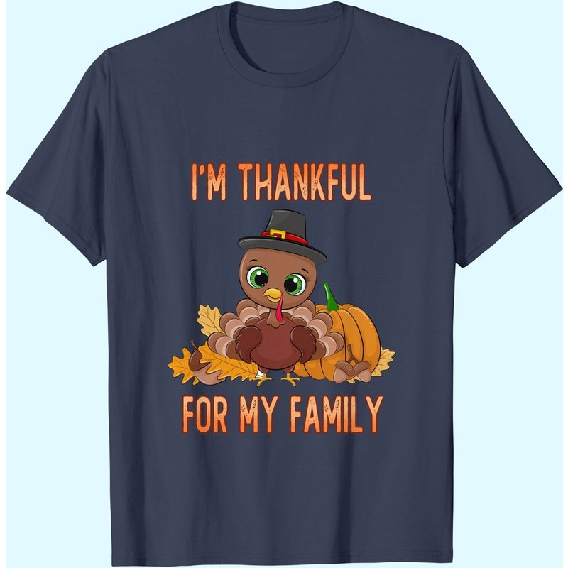 Thankful For My Family Thanksgiving Turkey Wearing Mask T-Shirt — Mens T Shirts
