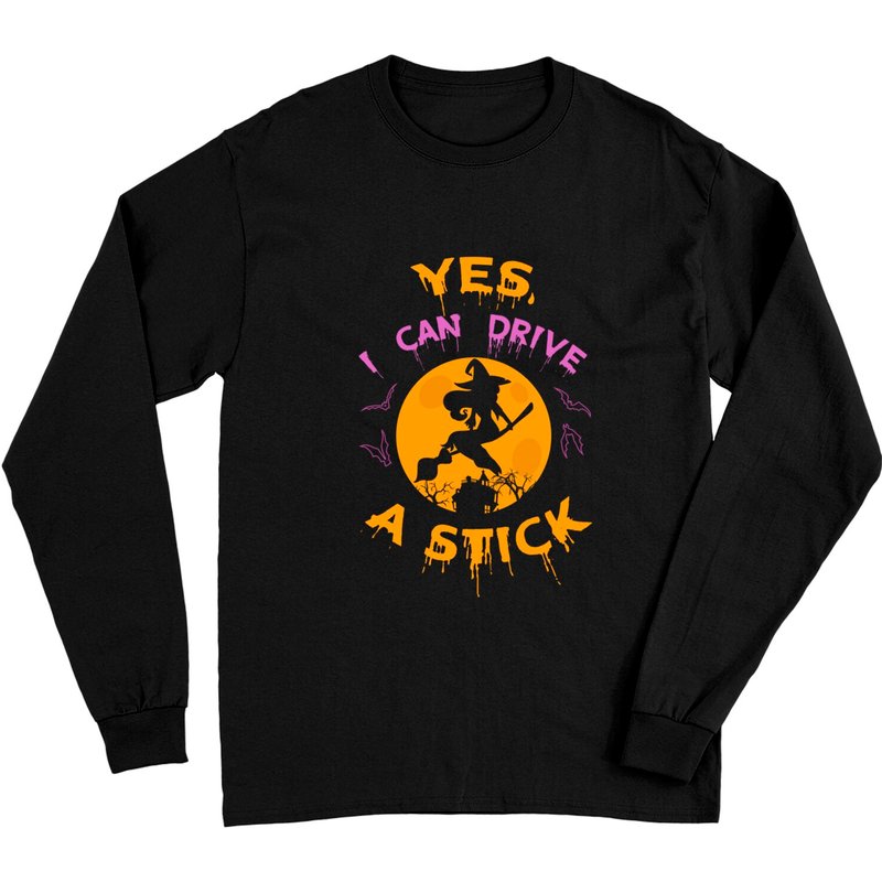 Witch Yes I Can Drive A Stick Costume d'Halloween à Manches Longues — T-shirts pour hommes