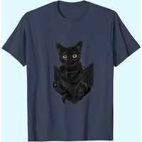 T-shirt Black Cat Stern avec Poche pour Hommes