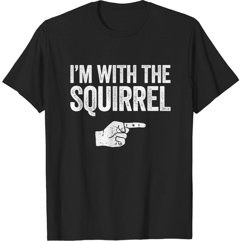 I'm With The Squirrel Men's T-Shirt in Black — Mens T Shirts
