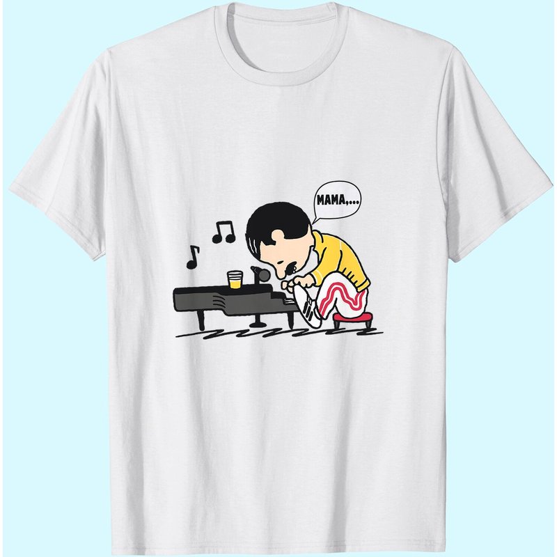 T-Shirt MAMA Schroeder Jouant du Piano Freddie Mercury pour Hommes — T-shirts pour hommes