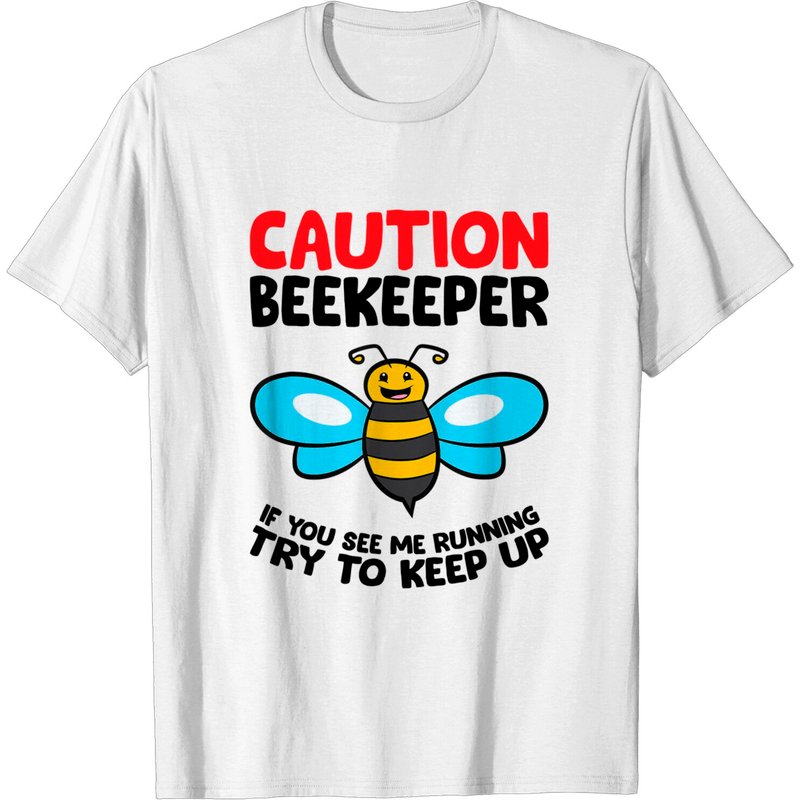 Funny Beekeeper Caution Running T-Shirt for Men — Mens T Shirts