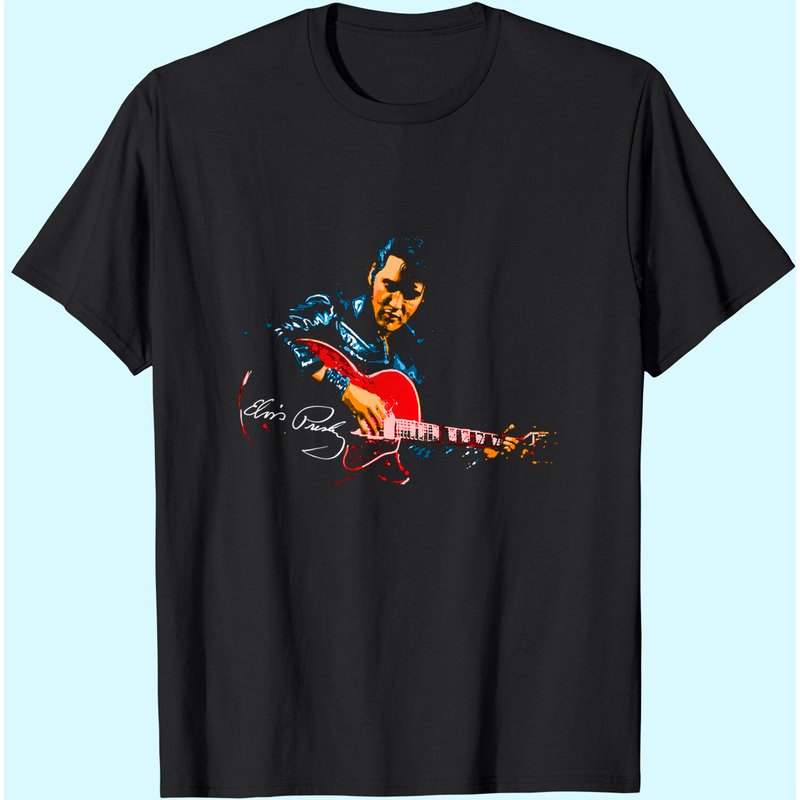 Elvis Presley Guitar T-Shirt for Men in Black — Mens T Shirts