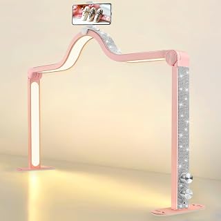 Kalolary Half Moon Light for Nail Desk with Phone Holder — Led Desk Lamp