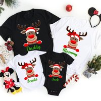 Christmas Reindeer Matching Family Custom T-Shirt for Men