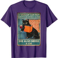 Une femme ne peut pas survivre uniquement avec des livres, elle a aussi besoin d'un chat T-shirt — T-shirts pour hommes