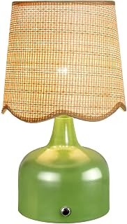 Cordless Wicker Table Lamp (Blue) with 5200-mAh Rechargeable Battery