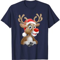 T-shirt de Noël Santa Claus avec Rudolph le Renne pour Hommes — T-shirts pour hommes
