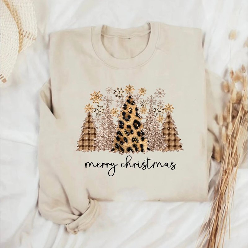 Sweatshirt d'hiver unisexe avec arbre de Noël léopard
