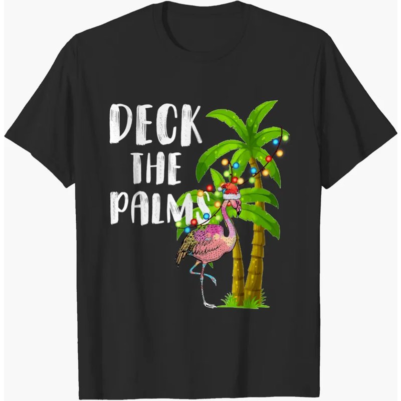 T-shirt Deck The Palms Noël Tropical Flamants Roses pour Hommes — T-shirts pour hommes