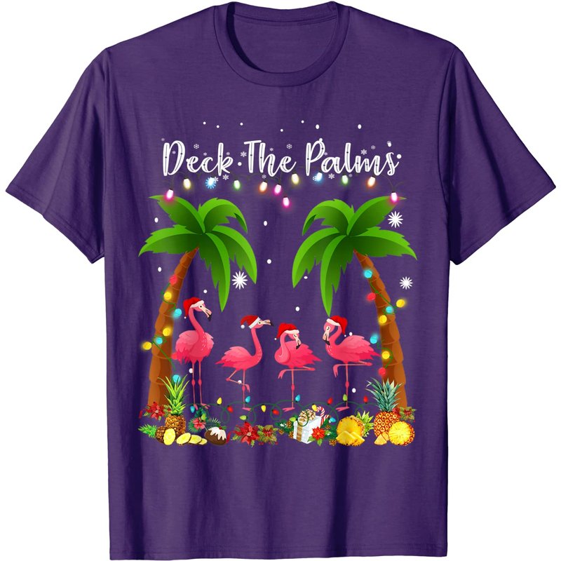 T-shirt de Noël Merry Flamingo pour hommes Deck The Palms — T-shirts pour hommes