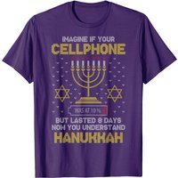 Menorah Cellphone Hanukkah Jewish T-Shirt for Men