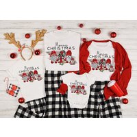 Merry Christmas Gnomes Family Matching T-Shirt for Men