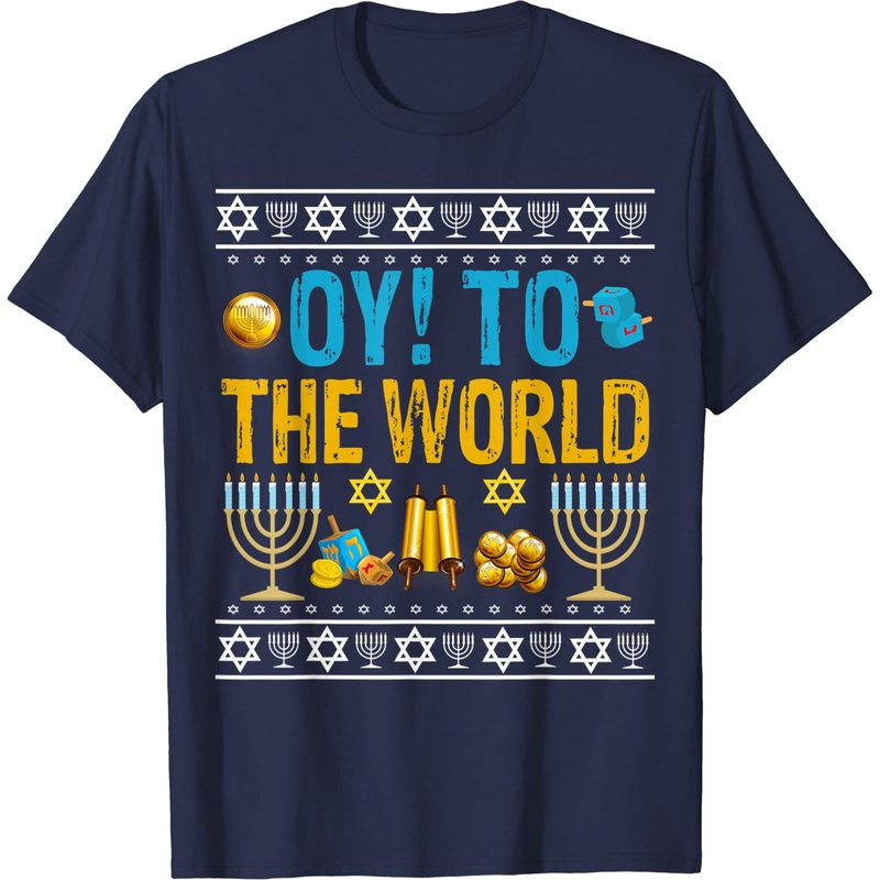 T-shirt cadeau juif Oy To The World pour hommes en noir — T-shirts pour hommes