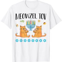 Meowzel Tov Menorah Cat Hanukkah T-Shirt for Men