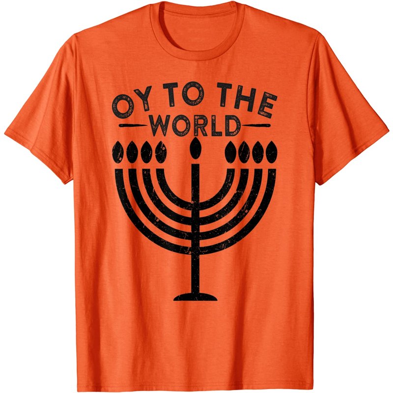 T-shirt Oy To The World Menorah Humour Juif pour Hanoukka — T-shirts pour hommes