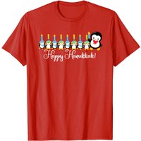 Happy Hanukkah Penguins Menorah T-Shirt for Men