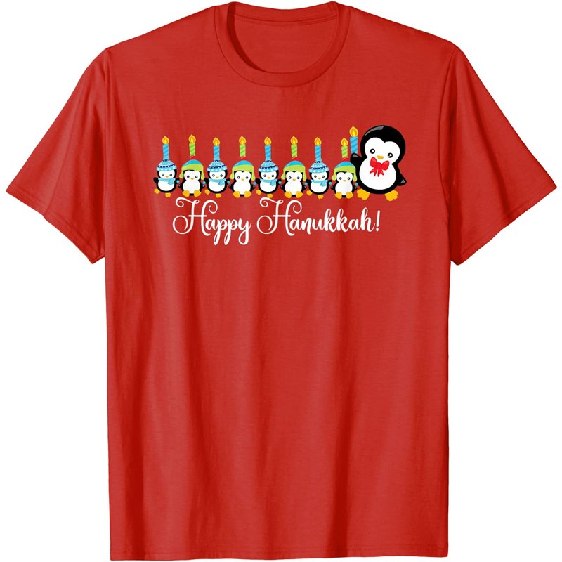 T-shirt pour hommes avec Menorah et pingouins de Hanoukka — T-shirts pour hommes