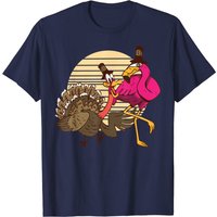 T-shirt Thanksgiving Flamant Rose et Dinde pour Hommes