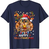 T-shirt Owl Thanksgiving Halloween Noël Hallothanksmas pour hommes — T-shirts pour hommes