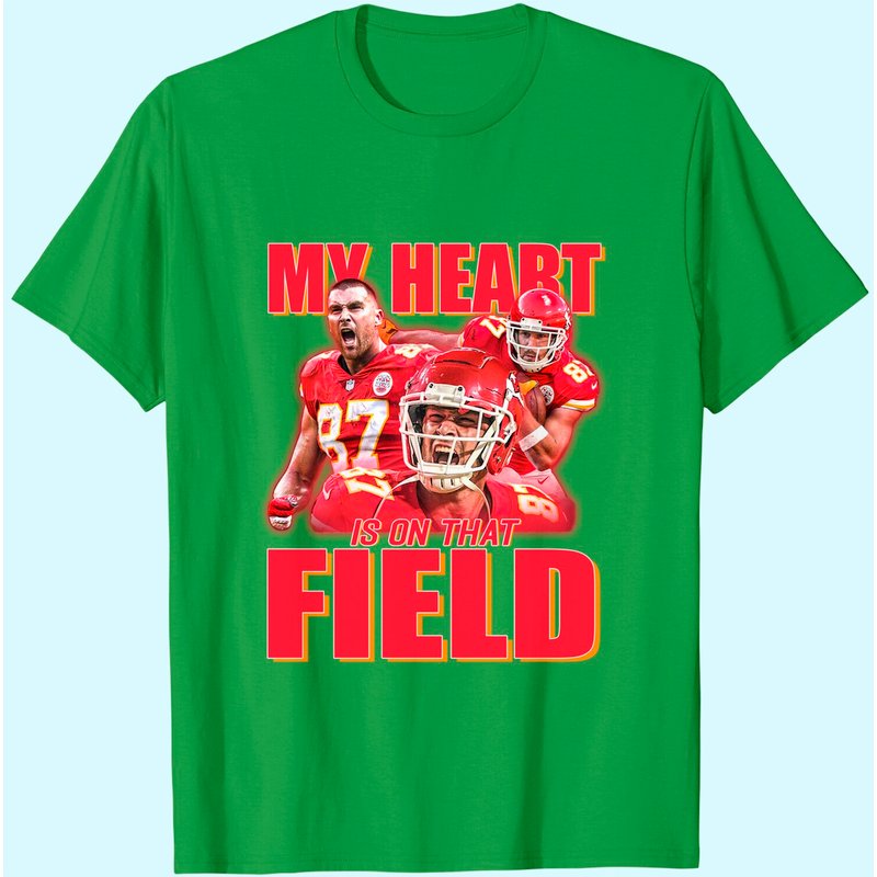 T-shirt Travis Kelce My Heart Is On That Field pour hommes — T-shirts pour hommes