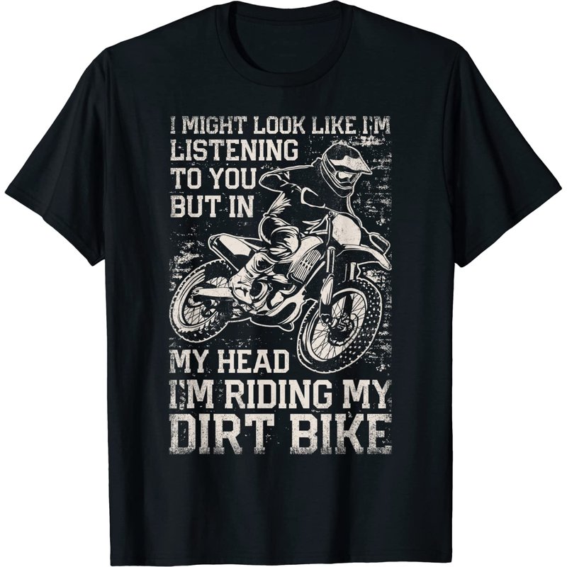 Je peux avoir l'air d'écouter mais je fais de la moto tout-terrain T-shirt — T-shirts pour hommes