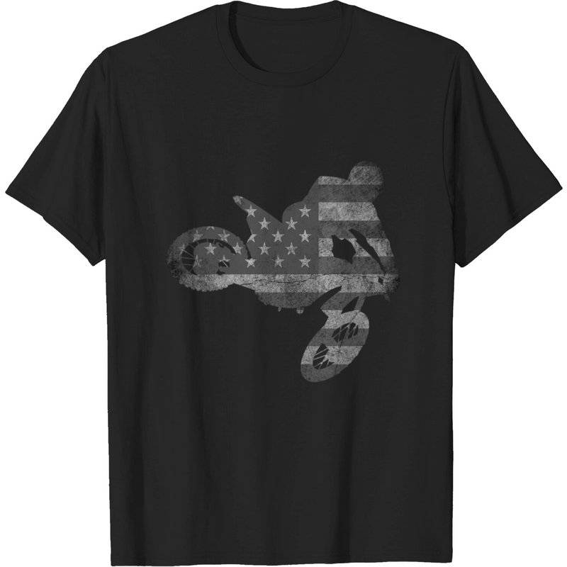 T-shirt Drapeau Américain de Moto | T-shirt Enduro Motocross — T-shirts pour hommes