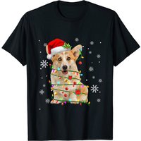 Santa Corgi Christmas Tree Light Pajama Dog X-mas T-shirt for Men — Mens T Shirts