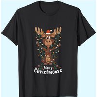 T-shirt Merry Christmoose Noël Élan Lumières Arbre pour Hommes — T-shirts pour hommes