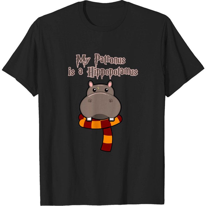 Mon Patronus Est Un Hippopotame T-Shirt pour Hommes Noir