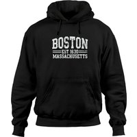 Boston Massachusetts MA Athletic Text Sport Style Pullover Hoodie