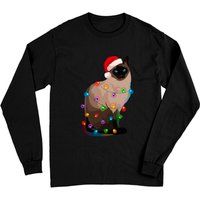 T-shirt à manches longues Lumières de Noël Chat Siamois