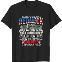 T-shirt pour hommes People Call Me Redneck en noir — T-shirts pour hommes