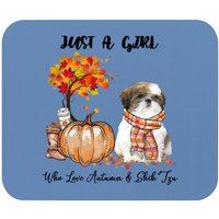 Juste une fille qui aime l'automne et le Shih Tzu Tapis de souris