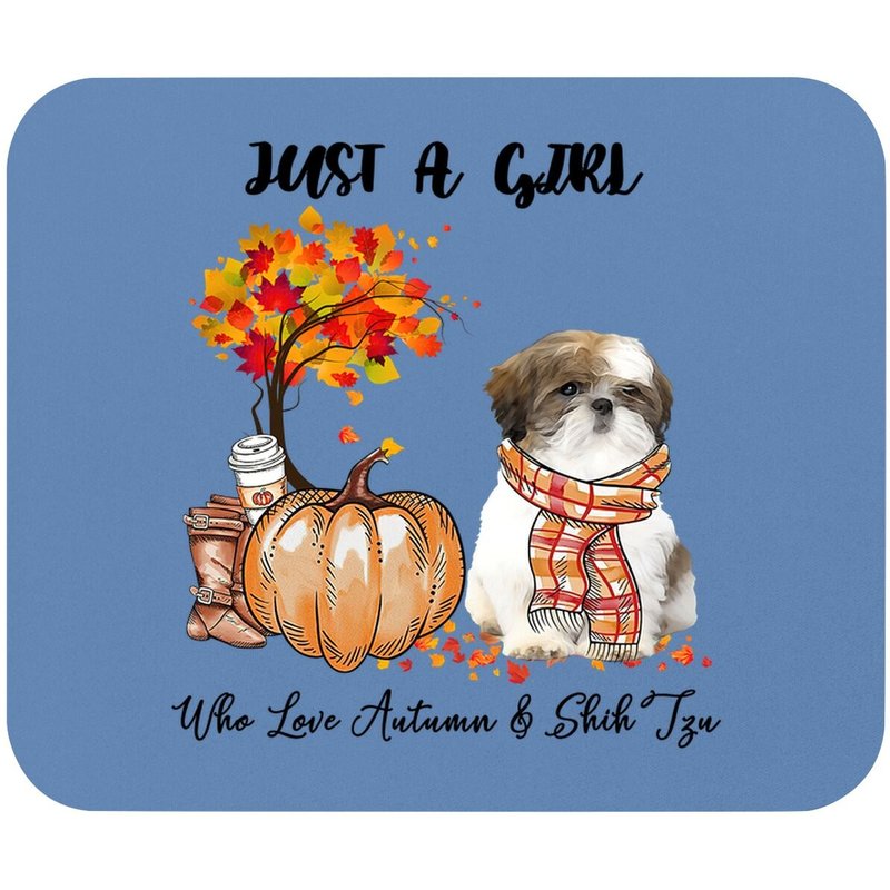 Juste une fille qui aime l'automne et le Shih Tzu Tapis de souris — Tapis de souris et sous-mains