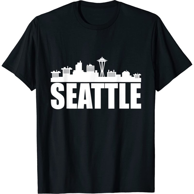 Seattle Skyline T-Shirt for Men in Black